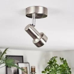 Lampes Vintages & Rétros-hofstein Edain Plafonnier, Spot de plafond LED Chrome, Nickel mat, 1 lumière