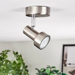 Lampes Vintages & Rétros-hofstein Edain Plafonnier, Spot de plafond LED Chrome, Nickel mat, 1 lumière