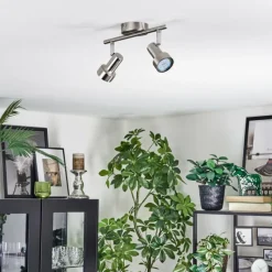 Lampes Vintages & Rétros-hofstein Edain Plafonnier, Spot de plafond LED Chrome, Nickel mat, 2 lumières