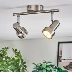 Lampes Vintages & Rétros-hofstein Edain Plafonnier, Spot de plafond LED Chrome, Nickel mat, 2 lumières