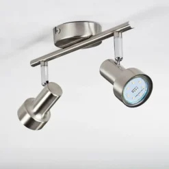 Lampes Vintages & Rétros-hofstein Edain Plafonnier, Spot de plafond LED Chrome, Nickel mat, 2 lumières