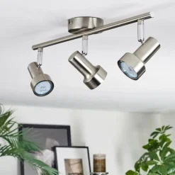 hofstein Edain Plafonnier, Spot de plafond LED Chrome, Nickel mat, 3 lumières