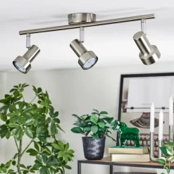 hofstein Edain Plafonnier, Spot de plafond LED Chrome, Nickel mat, 3 lumières