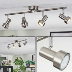 Lampes Vintages & Rétros-hofstein Edain Plafonnier, Spot de plafond LED Chrome, Nickel mat, 4 lumières