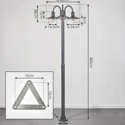 Luminaires Rustiques-hofstein Elima Luminaire extérieur, Réverbère, Eclairage de chemin Anthracite, 3 lumières