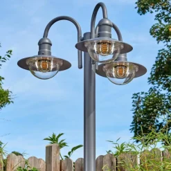 Luminaires Rustiques-hofstein Elima Luminaire extérieur, Réverbère, Eclairage de chemin Anthracite, 3 lumières