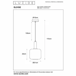 Luminaires Lucide ELOISE Suspension Noir, 1 lumière