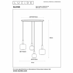 Luminaires Lucide ELOISE Suspension Noir, 4 lumières