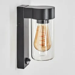 hofstein Encoberta Lampe murale d´extérieur Noir, 1 lumière, Détecteur de mouvement