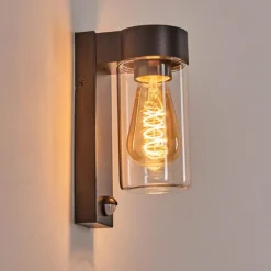 hofstein Encoberta Lampe murale d´extérieur Noir, 1 lumière, Détecteur de mouvement
