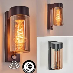 hofstein Encoberta Lampe murale d´extérieur Noir, 1 lumière, Détecteur de mouvement