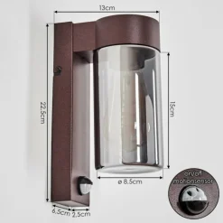 hofstein Encoberta Luminaire extérieur, Lampe murale d´extérieur Rouille, 1 lumière, Détecteur de mouvement