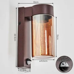hofstein Encoberta Luminaire extérieur, Lampe murale d´extérieur Rouille, 1 lumière, Détecteur de mouvement