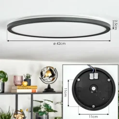 hofstein Endrup Plafonnier LED Noir, 1 lumière