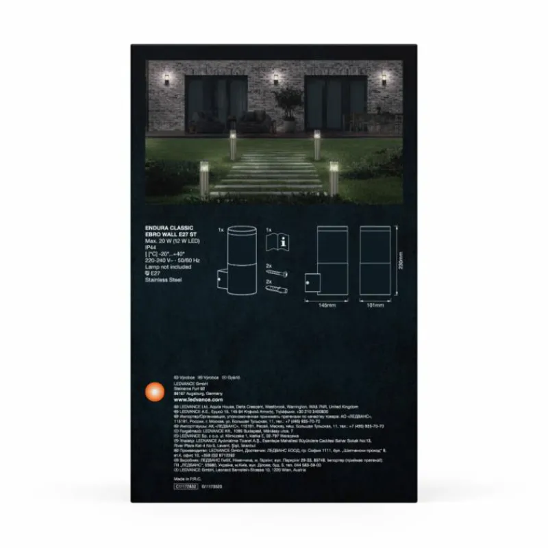 Luminaires Ledvance Endura Applique murale Acier brossé, 1 lumière