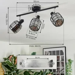 hofstein Ennor Plafonnier, Spot de plafond Noir, 3 lumières