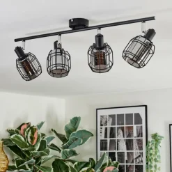 Suspension Verre Fumé-hofstein Ennor Plafonnier, Spot de plafond Noir, 4 lumières