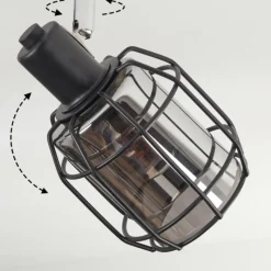 Suspension Verre Fumé-hofstein Ennor Plafonnier, Spot de plafond Noir, 4 lumières