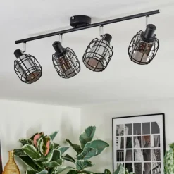 Suspension Verre Fumé-hofstein Ennor Plafonnier, Spot de plafond Noir, 4 lumières