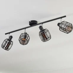 Suspension Verre Fumé-hofstein Ennor Plafonnier, Spot de plafond Noir, 4 lumières