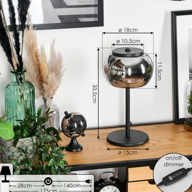 Suspension Verre Fumé-Lampe 2-er à poser, Liseuse LED Noir, 1 lumière