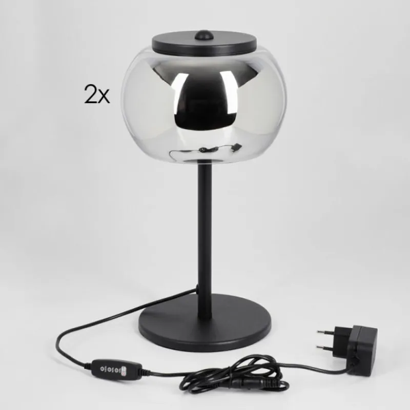 Suspension Verre Fumé-Lampe 2-er à poser, Liseuse LED Noir, 1 lumière