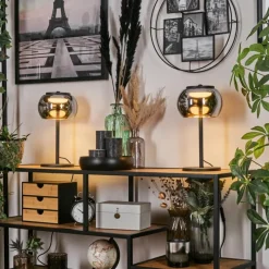 Suspension Verre Fumé-Lampe 2-er à poser, Liseuse LED Noir, 1 lumière