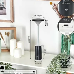 hofstein Eryon Lampe de bureau, Lampe à poser LED Noir, Blanc, 1 lumière