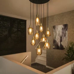 hofstein Escusa Suspension Anthracite, 9 lumières