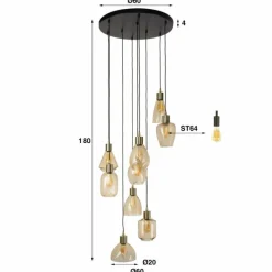hofstein Escusa Suspension Anthracite, 9 lumières