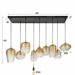 hofstein Escusa Suspension Anthracite, 9 lumières