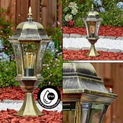 Luminaires Rustiques-hofstein Etoe Luminaire extérieur, Borne lumineuse, Eclairage de chemin Brun, Or, 1 lumière