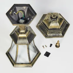 Luminaires Rustiques-hofstein Etoe Luminaire extérieur, Borne lumineuse, Eclairage de chemin Brun, Or, 1 lumière