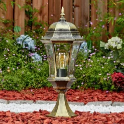 Luminaires Rustiques-hofstein Etoe Luminaire extérieur, Borne lumineuse, Eclairage de chemin Brun, Or, 1 lumière