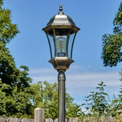 Luminaires Rustiques-hofstein Etoe Luminaire extérieur, Réverbère, Eclairage de chemin Or, Noir, 1 lumière