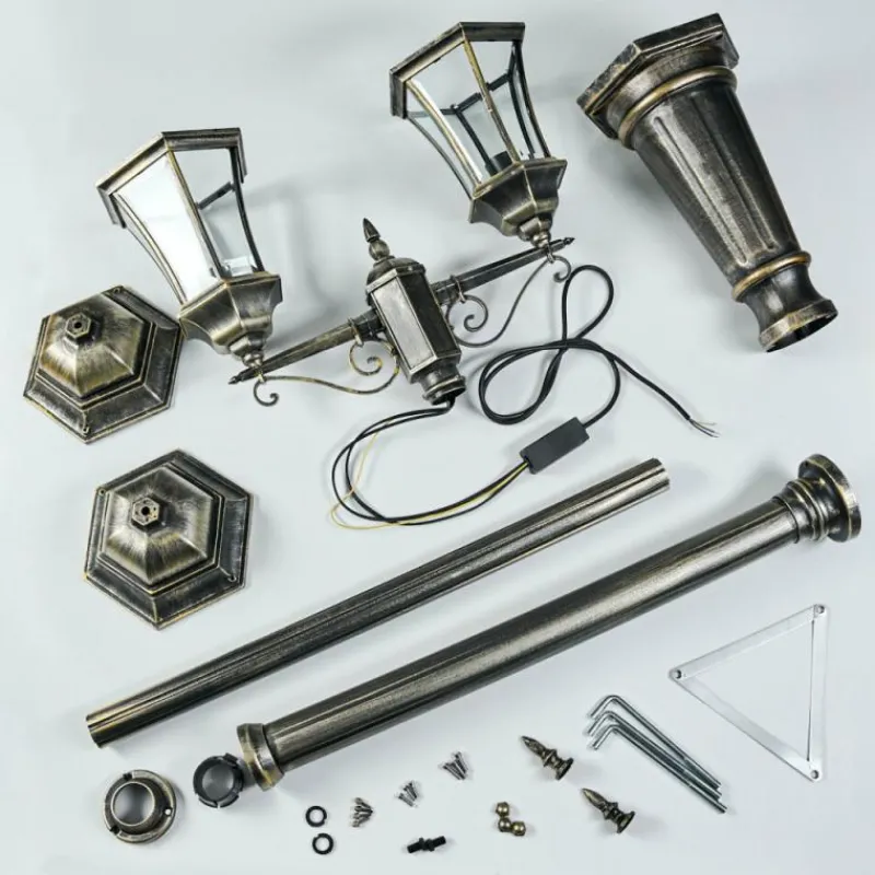 Luminaires Rustiques-hofstein Etoe Luminaire extérieur, Réverbère, Eclairage de chemin Or, Noir, 2 lumières