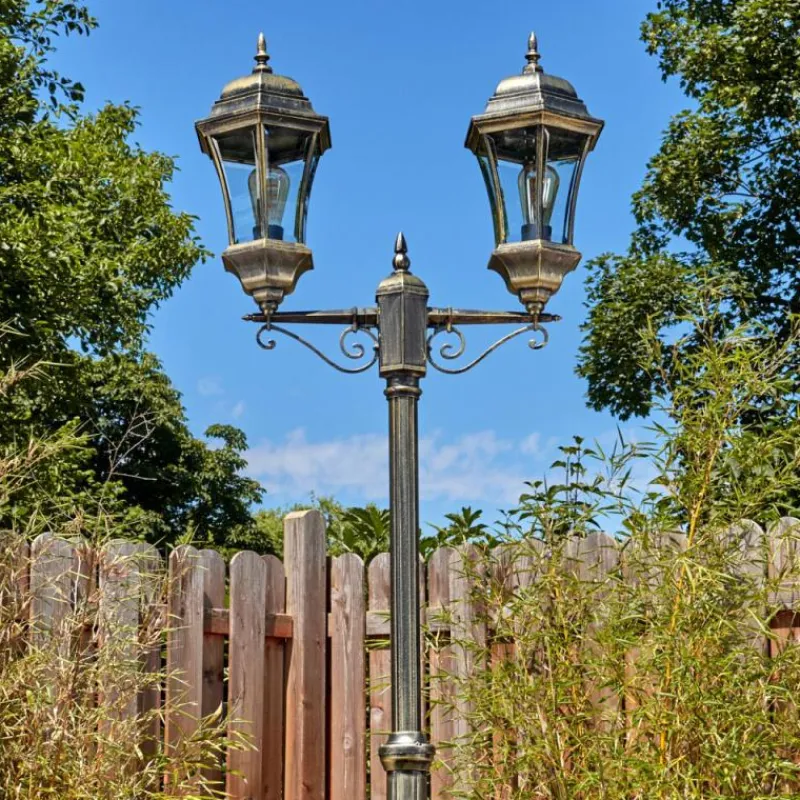 Luminaires Rustiques-hofstein Etoe Luminaire extérieur, Réverbère, Eclairage de chemin Or, Noir, 2 lumières