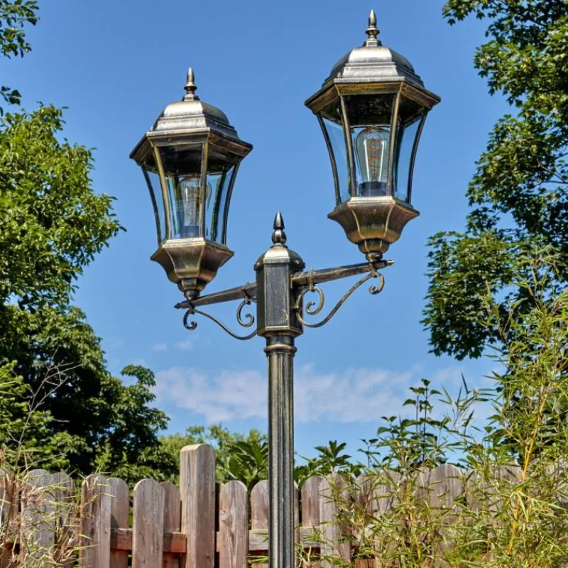 Luminaires Rustiques-hofstein Etoe Luminaire extérieur, Réverbère, Eclairage de chemin Or, Noir, 2 lumières