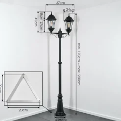 Luminaires Rustiques-hofstein Etoe Réverbère, Eclairage de chemin Noir, 2 lumières