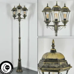 Lampes Dorées-hofstein Etoe Réverbère, Eclairage de chemin Or, Noir, 3 lumières