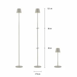 Luminaires Leuchten Direkt EURIA Lampadaire LED Gris, 1 lumière