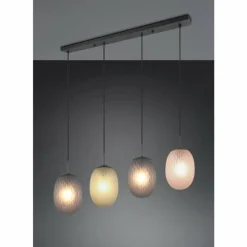 Luminaires Trio Facette Suspension Noir, 4 lumières