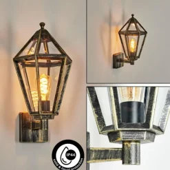 Luminaires Rustiques-hofstein Falfosa Lampe murale d´extérieur Or, Noir, 1 lumière