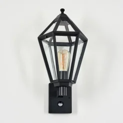 Luminaires Rustiques-hofstein Falfosa Lampe murale d´extérieur Noir, 1 lumière, Détecteur de mouvement