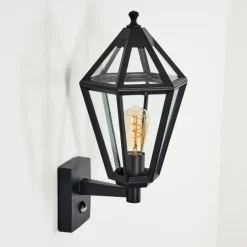 Luminaires Rustiques-hofstein Falfosa Lampe murale d´extérieur Noir, 1 lumière, Détecteur de mouvement