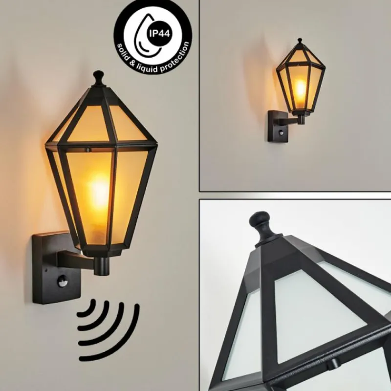 Luminaires Rustiques-hofstein Falfosa Lampe murale d´extérieur Noir, 1 lumière, Détecteur de mouvement