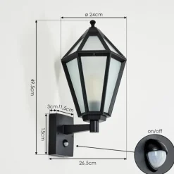 Luminaires Rustiques-hofstein Falfosa Lampe murale d´extérieur Noir, 1 lumière, Détecteur de mouvement