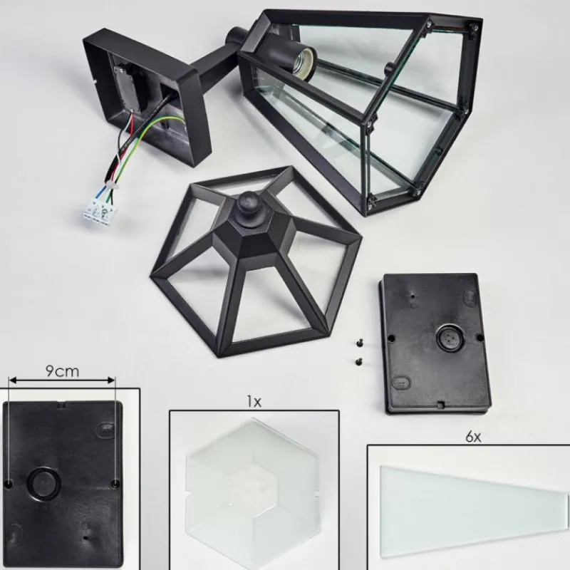 Luminaires Rustiques-hofstein Falfosa Lampe murale d´extérieur Noir, 1 lumière, Détecteur de mouvement