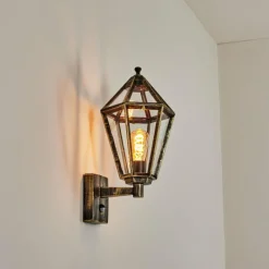 Luminaires Rustiques-hofstein Falfosa Lampe murale d´extérieur Or, Noir, 1 lumière, Détecteur de mouvement