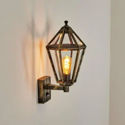 Luminaires Rustiques-hofstein Falfosa Lampe murale d´extérieur Or, Noir, 1 lumière, Détecteur de mouvement